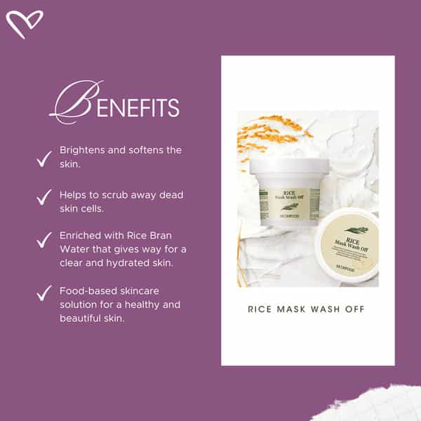 Skinfood Rice Mask Wash Off - Korean Face Cleanser - Korean Skincare - 120G