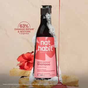 Nat Habit Natural Hibiscus Shampoo | Women & Men | Damage Repair | Sulphate & Paraben Free (250ml)
