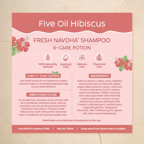 Nat Habit Natural Hibiscus Shampoo | Women & Men | Damage Repair | Sulphate & Paraben Free (250Ml)