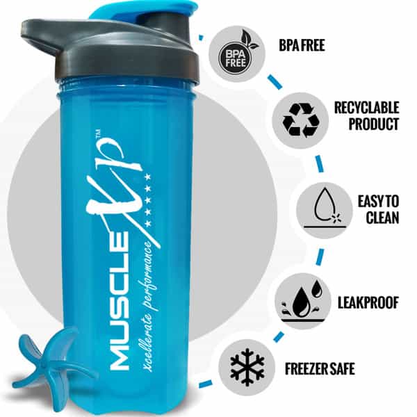 Musclexp Gym Shaker Fit Xp Blender Guarantee Shaker 700 Ml For Protein Sipper Bottle (Blue)