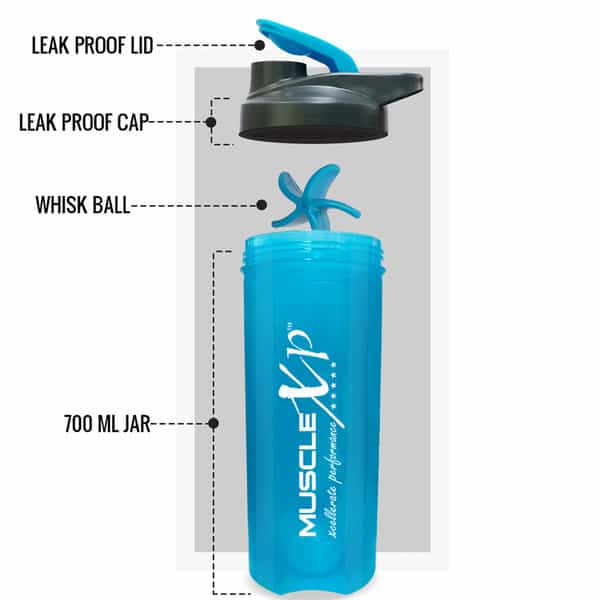Musclexp Gym Shaker Fit Xp Blender Guarantee Shaker 700 Ml For Protein Sipper Bottle (Blue)