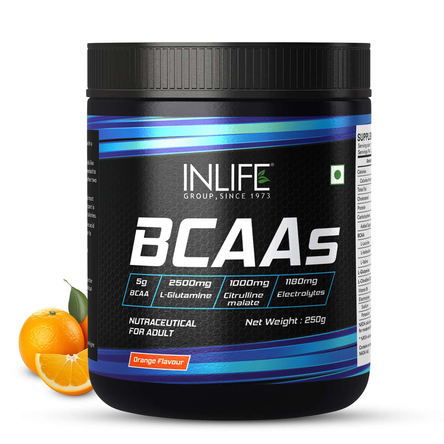 Inlife Bcaa Powder Supplement With Glutamine | Citrulline Dl Malate | Men & Women (orange) - 250g