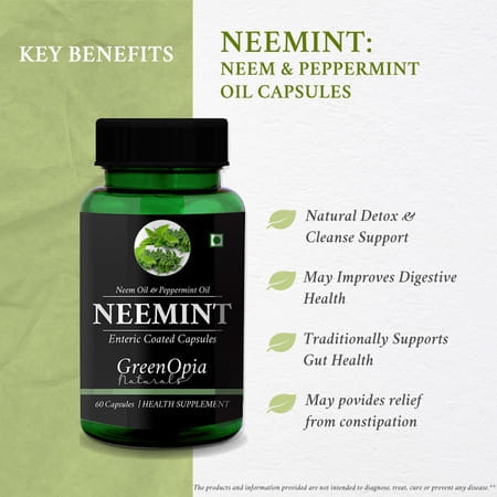 Greenopia Neemint Enteric Coated 60 Liquid Filled Vegetarian Capsules
