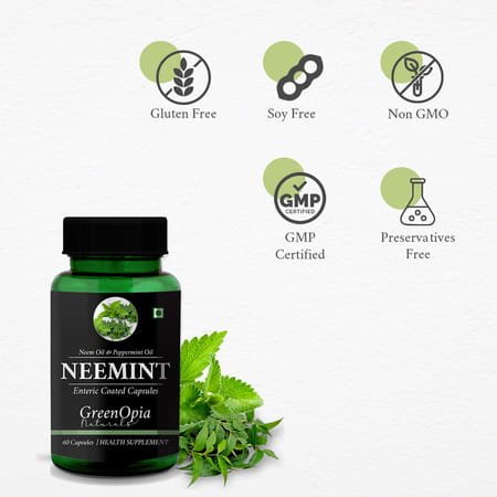 Greenopia Neemint Enteric Coated 60 Liquid Filled Vegetarian Capsules