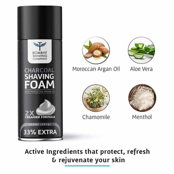 Bombay Shaving Company Charcoal Shaving Foam With Activated Charcoal & Moroccan Argan Oil - 266 Ml