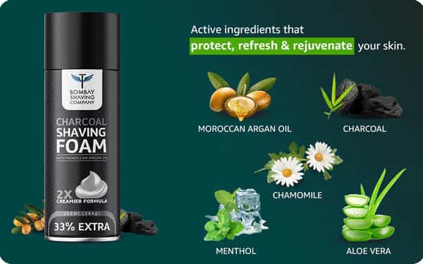 Bombay Shaving Company Charcoal Shaving Foam With Activated Charcoal & Moroccan Argan Oil - 266 Ml