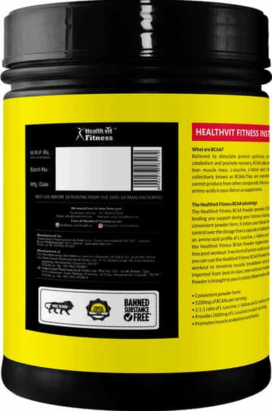 Healthvit Fitness Bcaa With L-Glutamine & L-Citrulline Malate | 200G (10 Servings) Watermelon Flavor