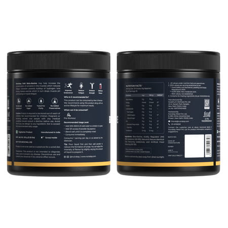 Nutrabay Gold Beta Alanine Supplement Powder - 120G | Cola Flavor | Pre Workout Amino Acid
