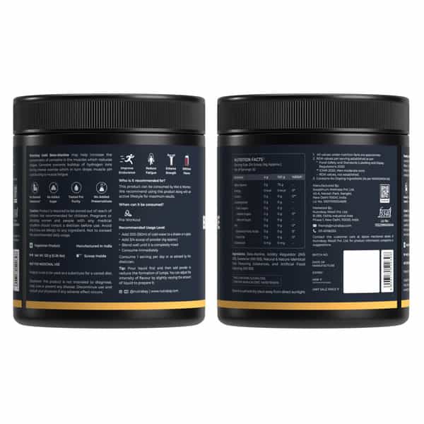 Nutrabay Gold Beta Alanine Supplement Powder - 120G | Cola Flavor | Pre Workout Amino Acid