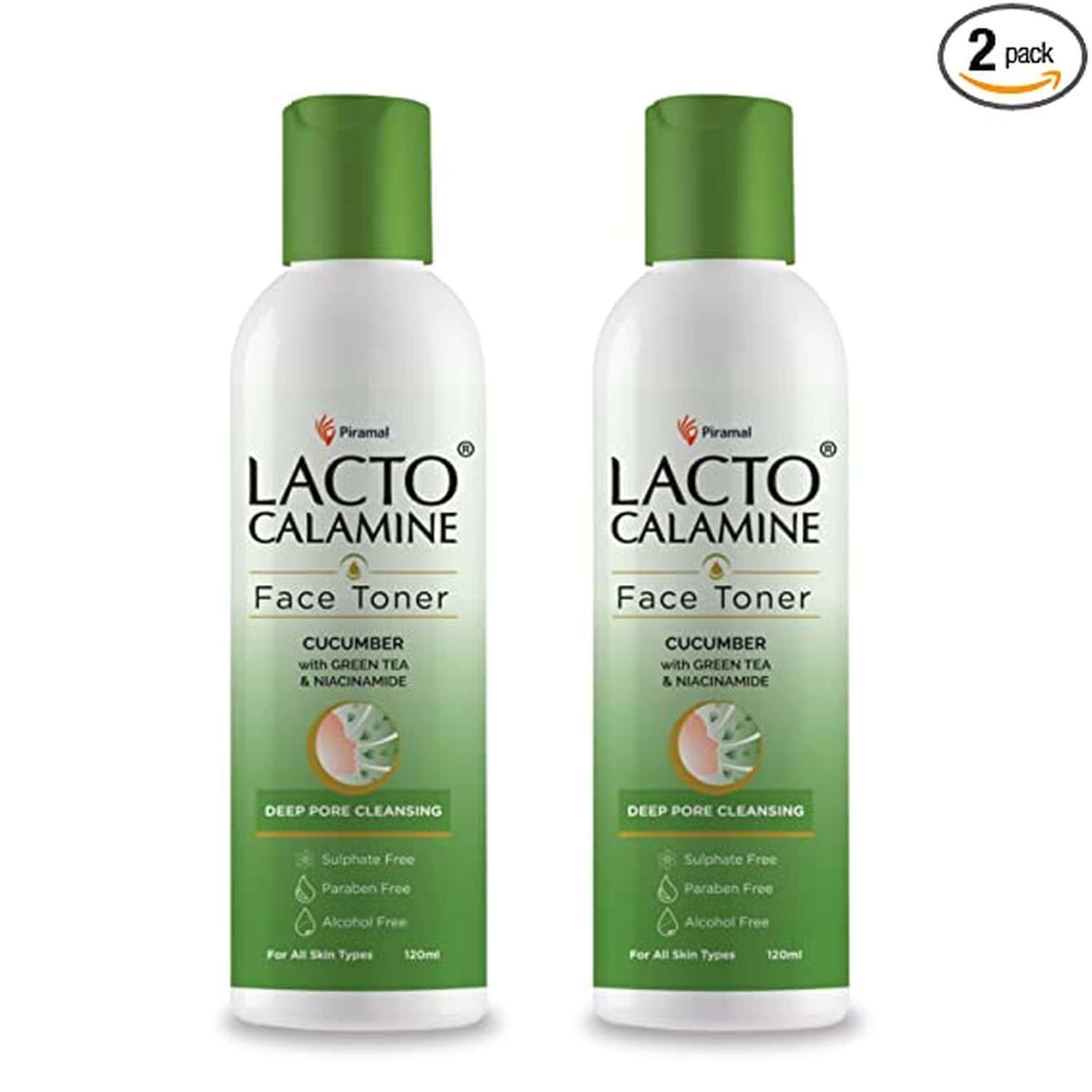 Lacto Calamine Cucumber Face Toner. Tightens Pores & Evens Skin Tone. 120 Ml X Pack Of 2