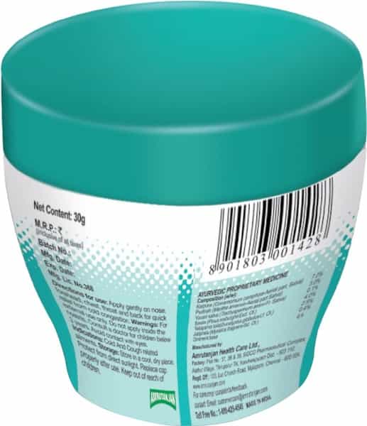 Amrutanjan Relief  Cough & Cold Rub  Bottle Of 30 G