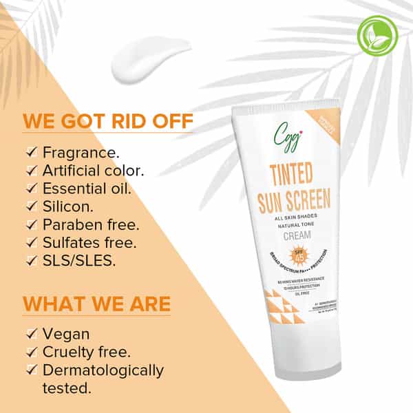 Cgg Cosmetics Tinted Sunscreen Cream Spf 45 Broad Spectrum Pa+++ Protection - 50Gm