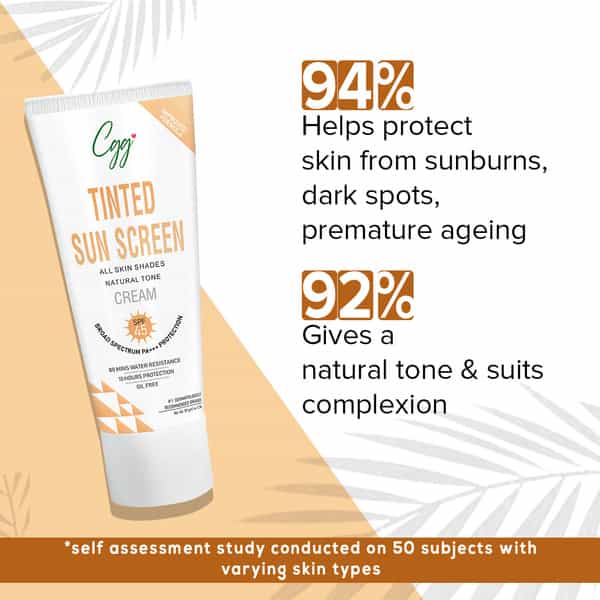 Cgg Cosmetics Tinted Sunscreen Cream Spf 45 Broad Spectrum Pa+++ Protection - 50Gm