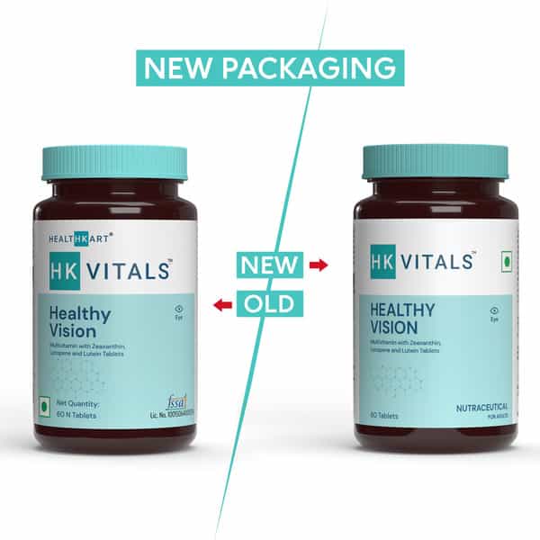 Hk Vitals Healthy Vision | Eye Multivitamin | Lutein 10Mg | Zeaxanthin 2Mg | Vitamin A 60 Tablets