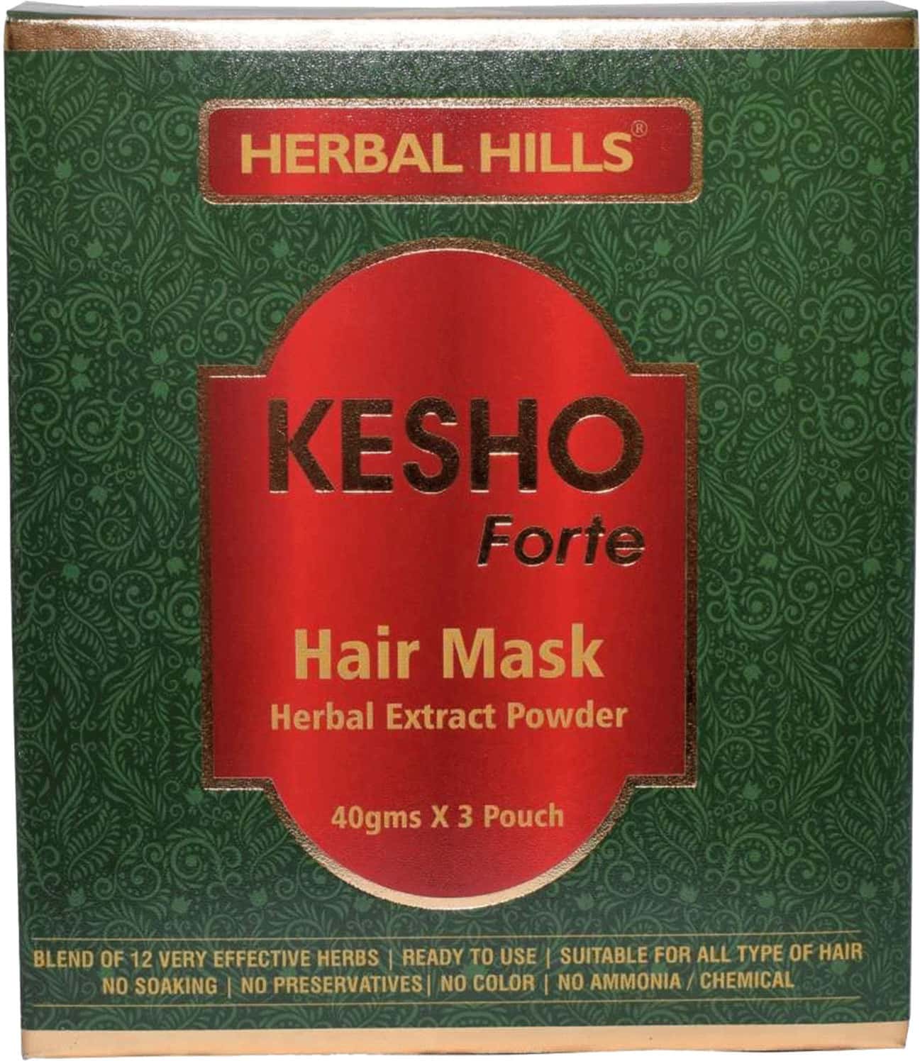Herbal Hills Kesho Forte Ayurvedic Hair Mask Powder 120 Gms (40 Gm * 3 Pouch) (Pack Of 2)