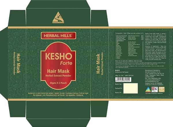 Herbal Hills Kesho Forte Ayurvedic Hair Mask Powder 120 Gms (40 Gm * 3 Pouch) (Pack Of 2)