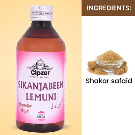 Cipzer Sikanjabeen Lemuni | Relieves Nausea & Vomiting| Supports Digestive Health | 200 Ml