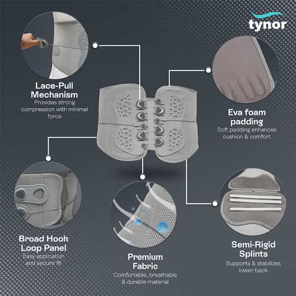 Tynor Lacepull L.s Belt Grey Small/Medium 1 Unit