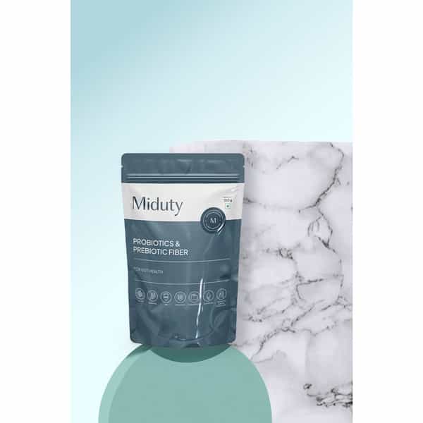 Miduty Probiotics & Prebiotics Fiber - Gut Health - Skin Issues - Patented Lacto Baccilus - 150G