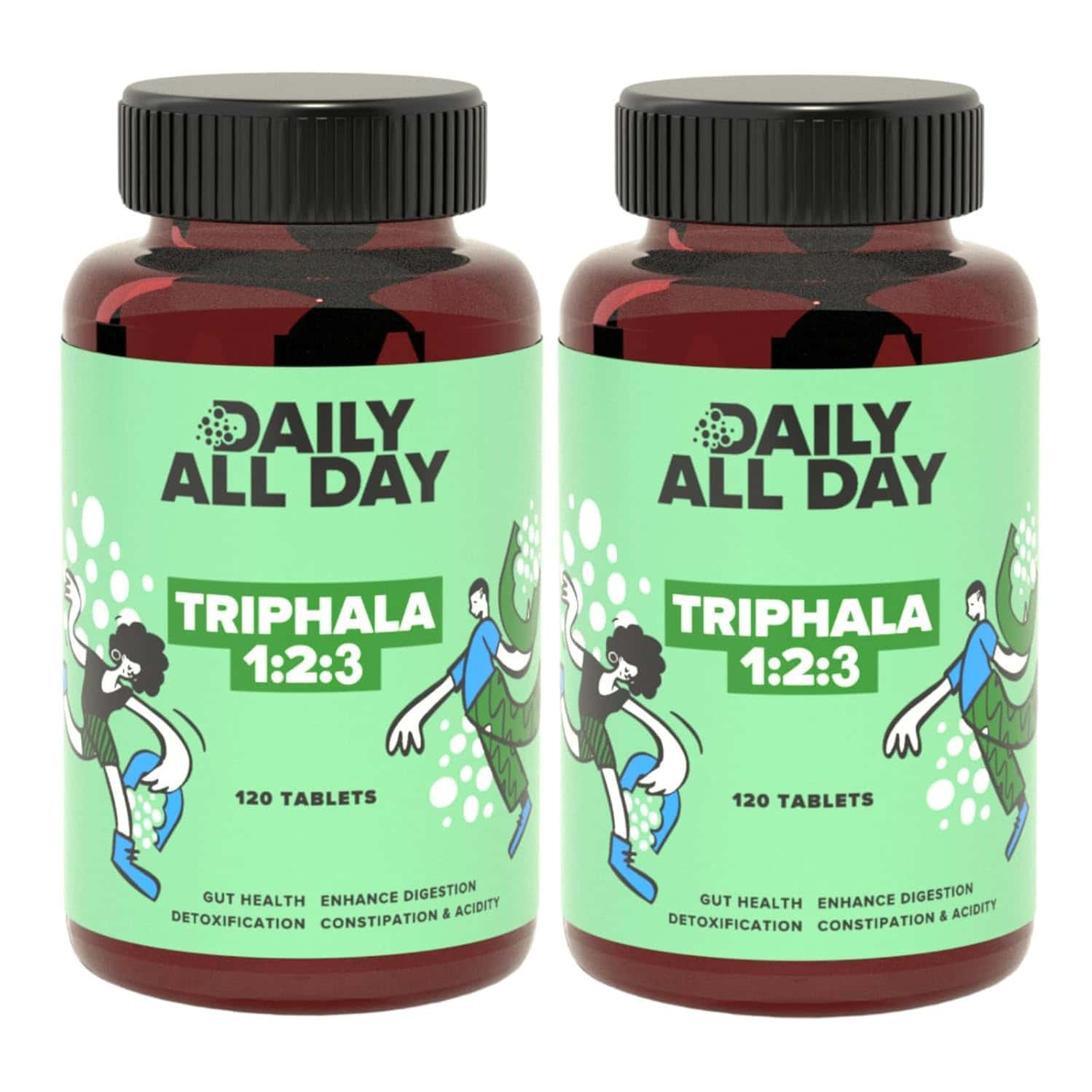 Daily All Day Triphala 1 2 3 Ratio For Constipation | Acidity & Gas Relief | 120 Tablets X 2