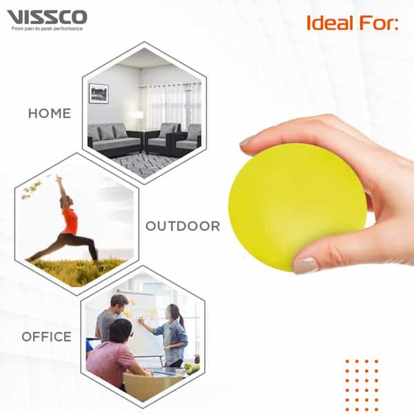 Vissco Flexiball|Stress Reliever|Ideal To Exercise Muscles Of The Finger -Soft Resistance (Yellow)
