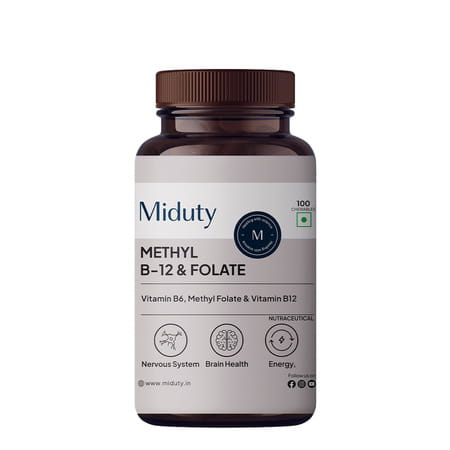 Miduty Palak Notes Vitamin B12 Supplement Methylcobalamin - Folate - Vitamin B6 - Energy 100 Chews