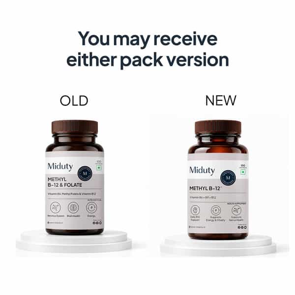 Miduty Vitamin B12 | Bioactive B-Complex With B6 & B9 | Energy | Brain & Nerve - 100 Chewables