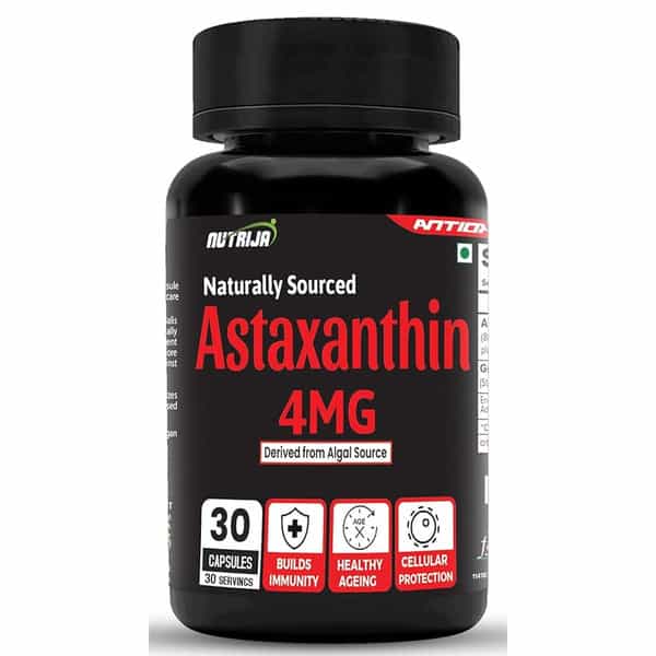 Nutrija Astaxanthin 4Mg Capsules - Naturally Sourced From Algae| Antioxidant Supplement - 30N