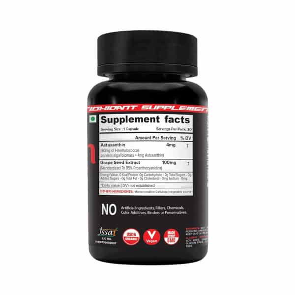 Nutrija Astaxanthin 4Mg Capsules - Naturally Sourced From Algae| Antioxidant Supplement - 30N