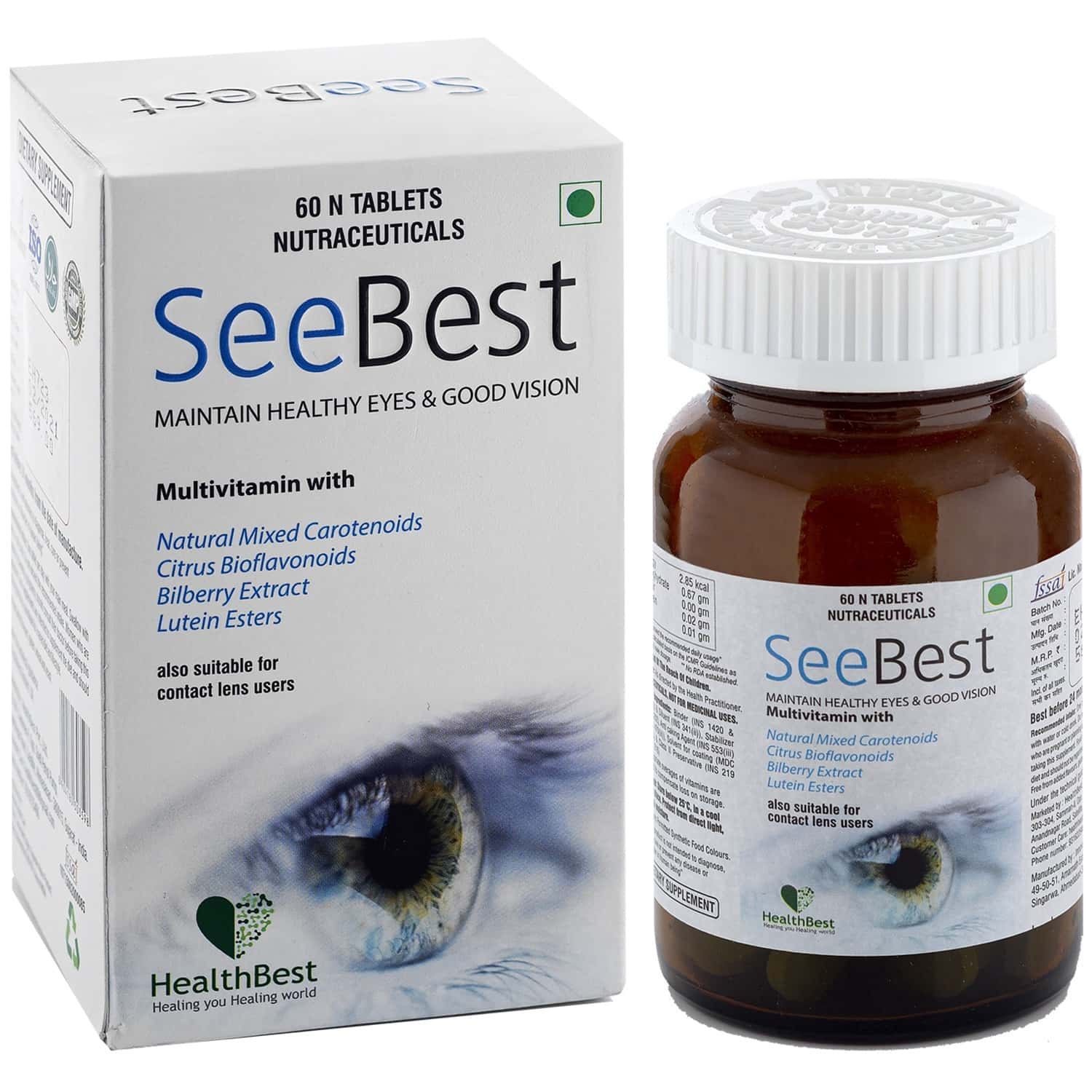 Healthbest Seebest Tablets- For Healthy Eyes And Good Vision | Enhances Eyesight |60 Tablets