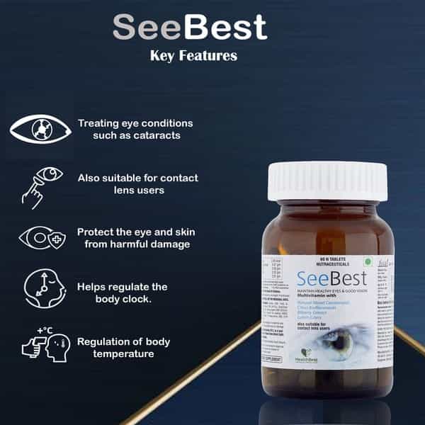 Healthbest Seebest Tablets- For Healthy Eyes And Good Vision | Enhances Eyesight |60 Tablets