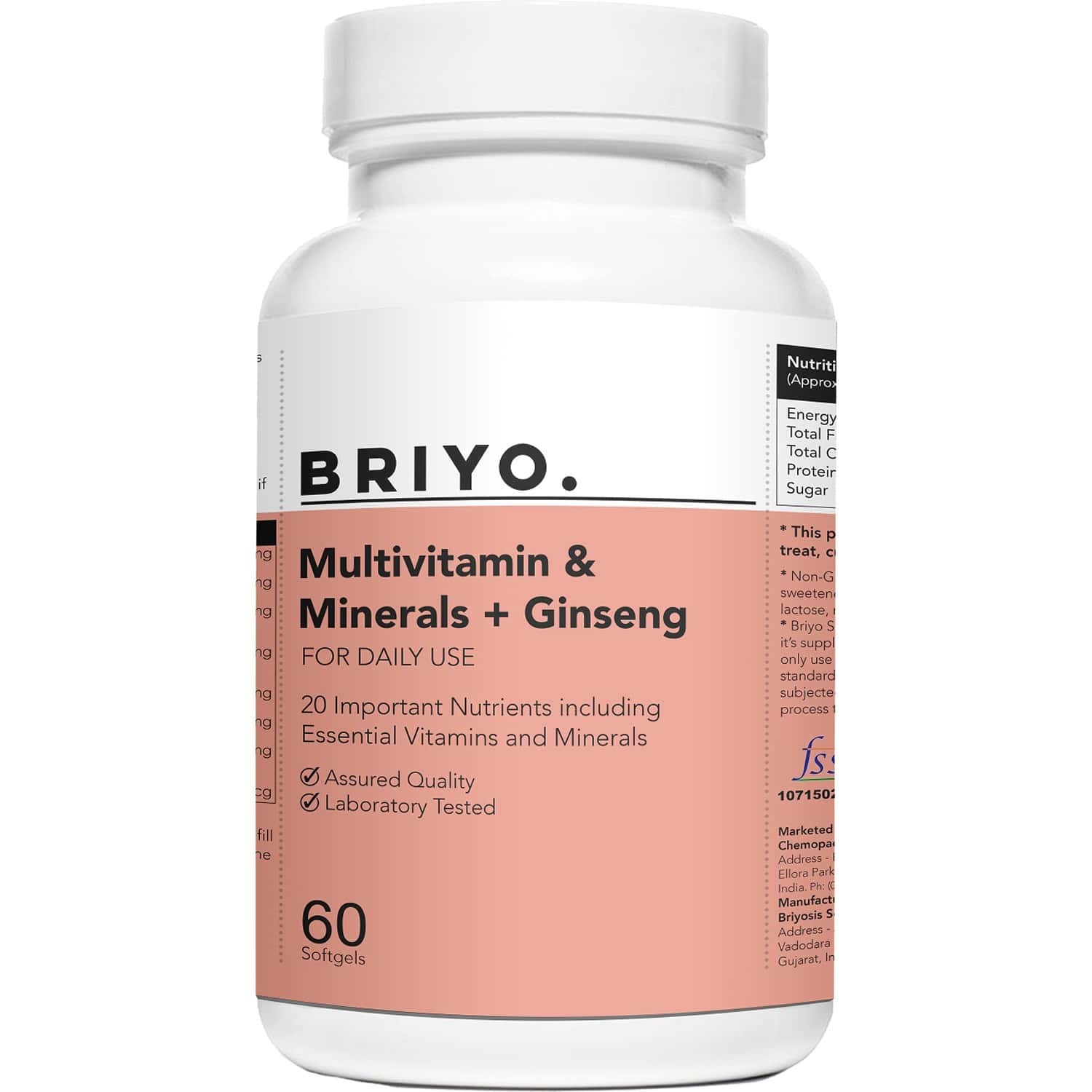 Buy BRIYO SUPPLEMENTS DAILY MULTIVITAMINS & MINERALS + GINSENG 1X(60