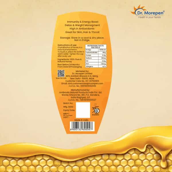 Dr. Morepen 100% Pure Organic Honey Nmr Tested - 250Gm Pack Of 3