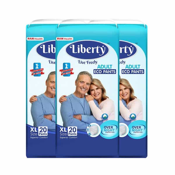 Liberty Eco Adult Diaper Extra Large (Xl) 60 Count Waist Size 38-65 Inch Pack Of 3 20 Count/Pack