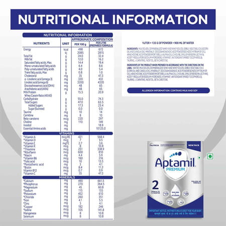 Aptamil Premium | 2 Follow Up Formula | From 6 To 12 Months | Box 400 Gm