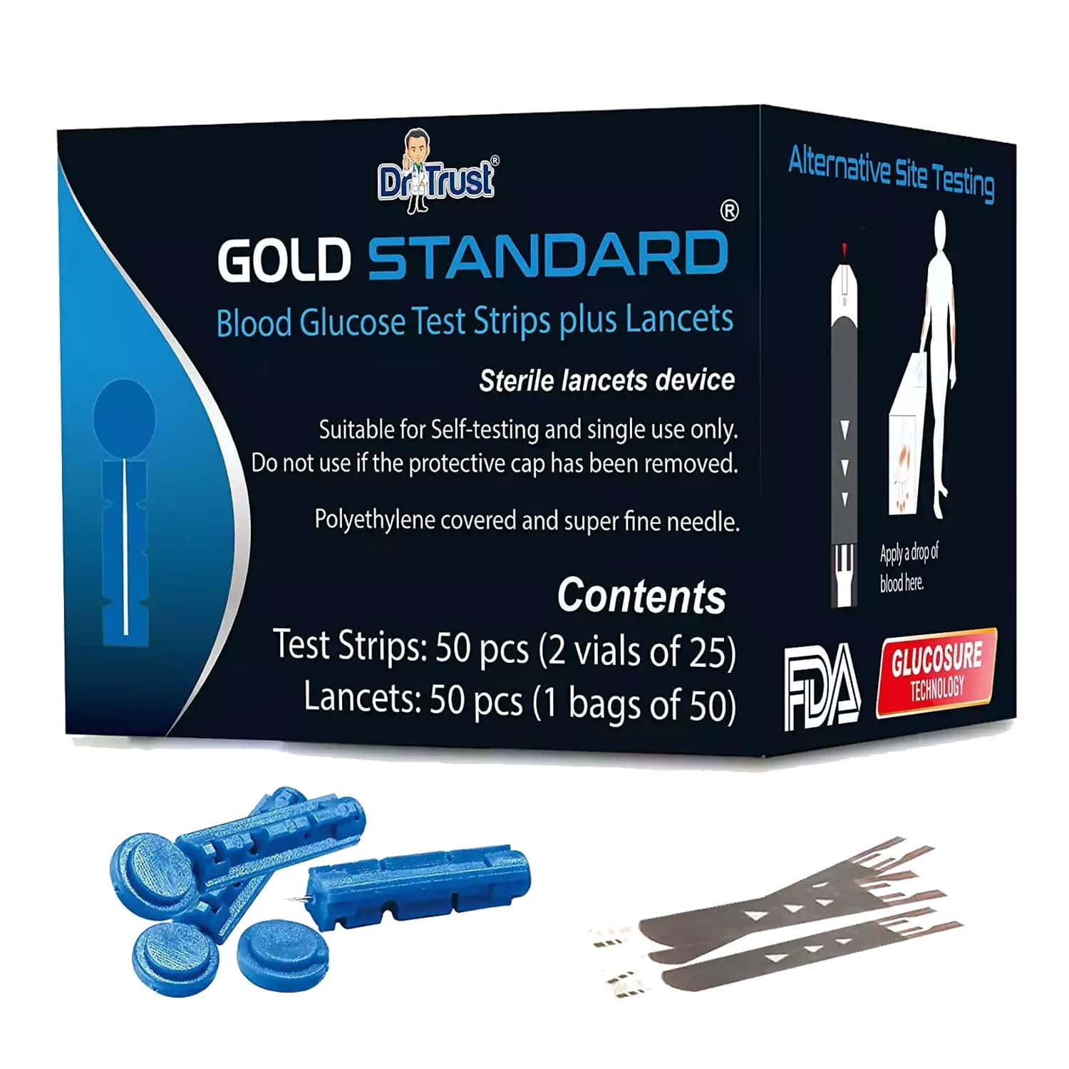 Buy Dr Trust Usa Gold Standard Test Strips Plus Lancets Box