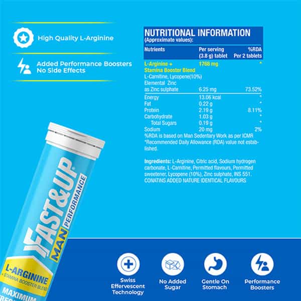 Fast&Up Man Performance - 1500Mg - 60 Effervescent Tablets | Orange Flavor