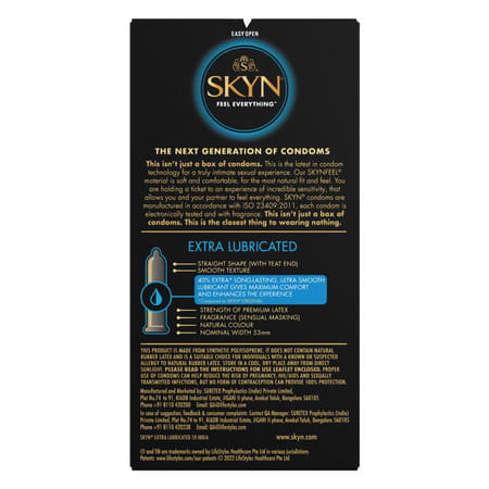 Skyn Extra Lube Premium Condoms Pack Of 20 (10x2 Packs)