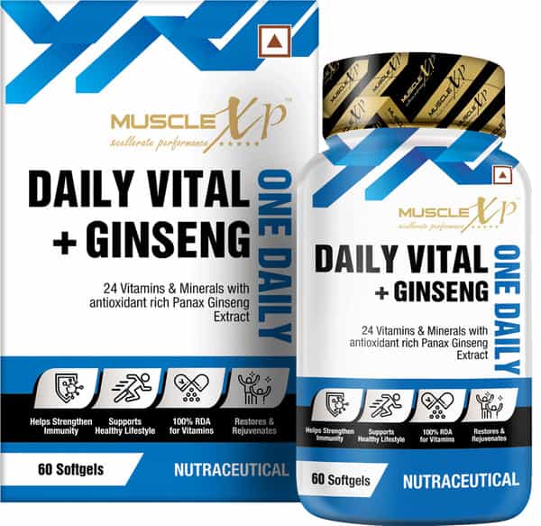 Musclexp One Daily Vital+ Ginseng Multivitamin With 24 Vitamins & Minerals+Panax Ginseng 60 Softgels