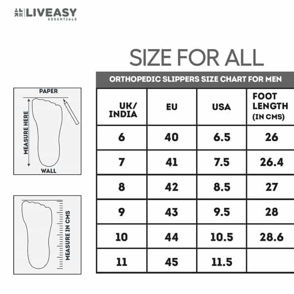 Liveasy Essentials Diabetic & Orthopedic Slippers -Men Black- Size Uk-7 (Style 2)