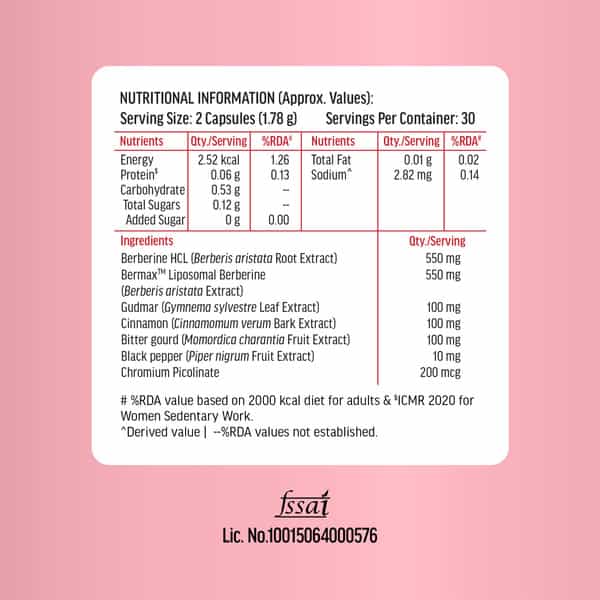 Hk Vitals Liposomal Berberine | 1100Mg Berberine With Bitter Gourd & Gymnema (60 Capsules)