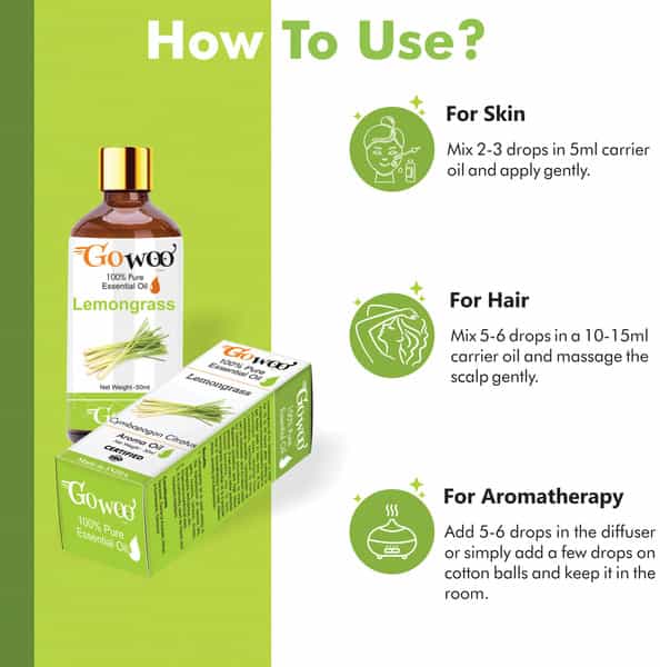 Go Woo 100% Virgin Lemongrass Essential Oil 50 Ml