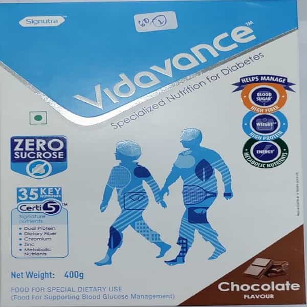 Vidavance Nutrition For Diabetes Chocolate Flavour Powder - 400G Refill