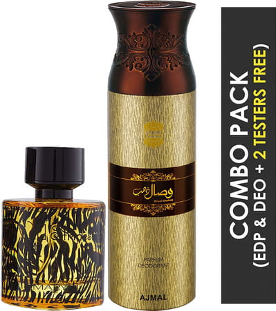 Maryaj Wild Stripes Edp Oriental 100ml For Men And Ajmal Wisal Dhahab Deodorant 200ml For Men