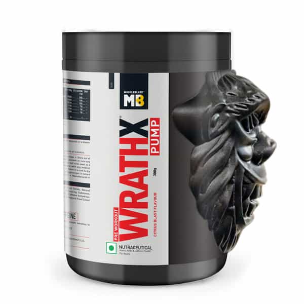 Muscleblaze Pre Workout Wrathx Pump | Nitrosigine & L-Citrulline - Citrus Blast | 300G | 30 Servings