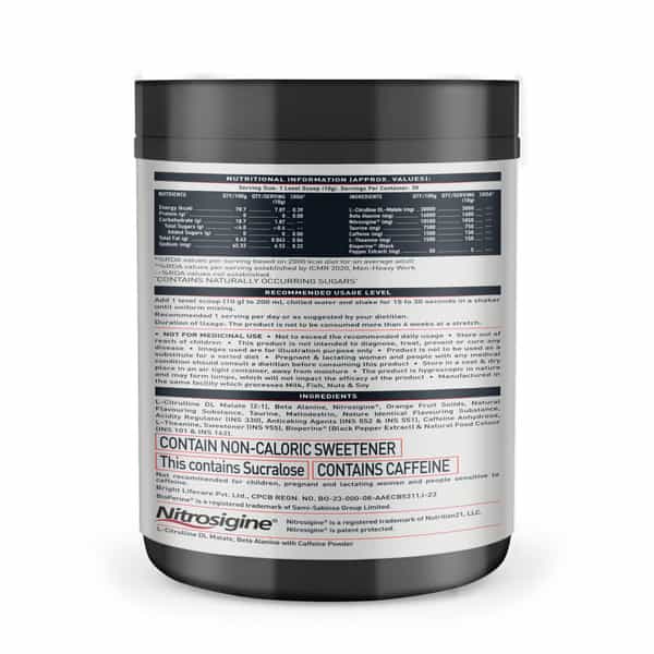 Muscleblaze Pre Workout Wrathx Pump | Nitrosigine & L-Citrulline - Citrus Blast | 300G | 30 Servings