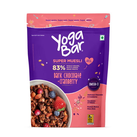 Yogabar Wholegrain Breakfast Muesli - Dark Chocolate + Cranberry 400 Gm