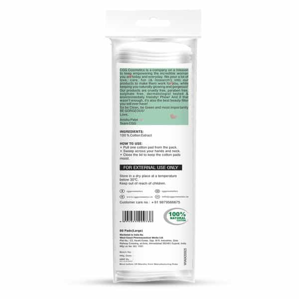 Cgg Cosmetics Korean Makeup Remover Cotton Pads Large Size Bonus Pack Included - Pack Of 80