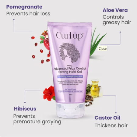 Curl Up Advanced Frizz Control Strong Hold Hair Gel | For Frizzy Wavy & Curly Hair - 150 Gm