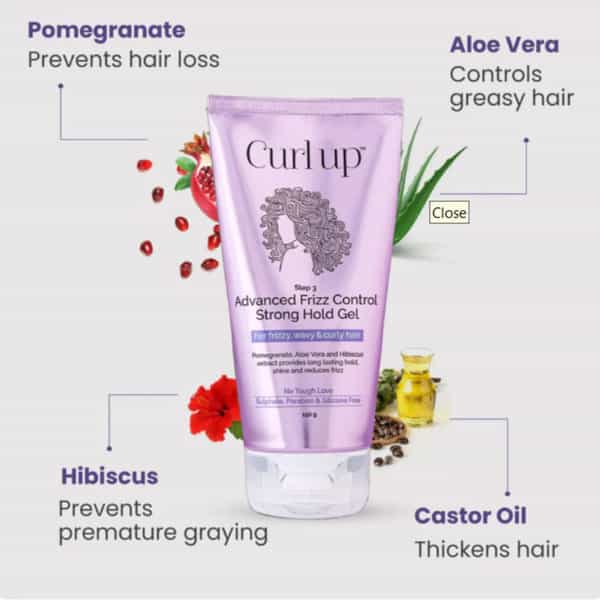 Curl Up Advanced Frizz Control Strong Hold Hair Gel | For Frizzy Wavy & Curly Hair - 150 Gm